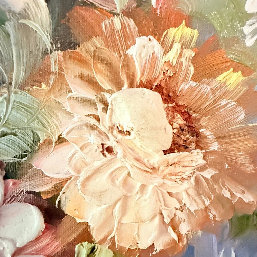 Vintage Impasto Floral Oil Painting Signed A Sweeting Framed Original Canvas